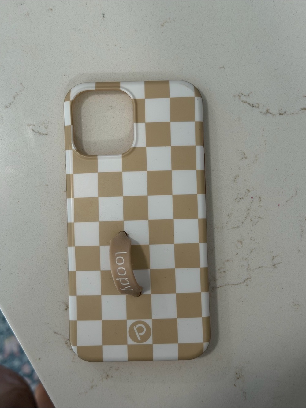 Loopy Case Beige & White Checkered iPhone 13 pro max Case
